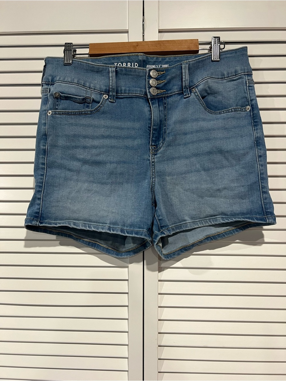 torrid Light Blue Triple-Button High-Rise Denim Shorts